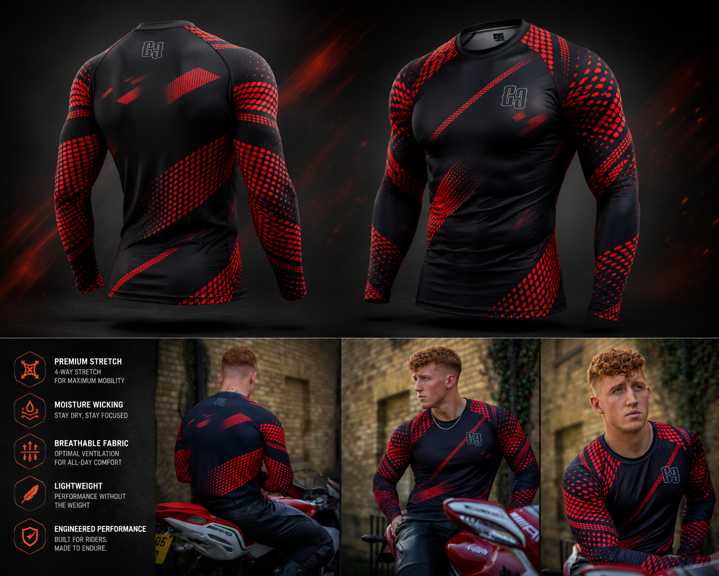 Vibrant Unisex Motorcycle Base Layer
